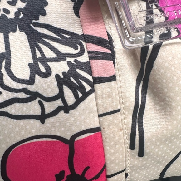 Coach Poppy Beige Floral Satin Metallic Leather Shoulder Bag L1071-16306 - Picture 10 of 12